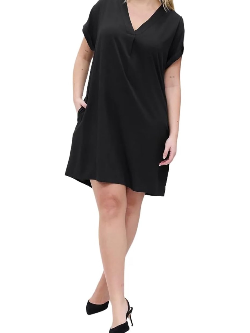 GAP Black V-Neck Swing Dress